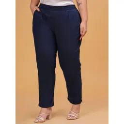 DIGITAL SHOPEE Women Solid Regular Fit Mid-Rise Pleated Formal Trousers image 3