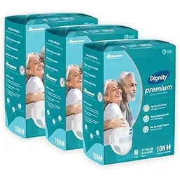 Dignity Premium Adult Diapers Tape Style - 30 Count (Medium) with Extra Absorbent Core, Wetness Indicator, Waist Size 28" - 45", 10 Pcs/Pack (Pack of 3)-picture-13