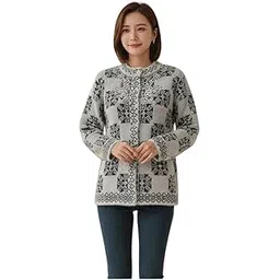 diksha collection Women Woolen Sweater for Winter, Stylish Round Neck Cardigan Sweater, Pure Wool Sweater Fully Warm with Front Buttoned Cardigan-picture-19