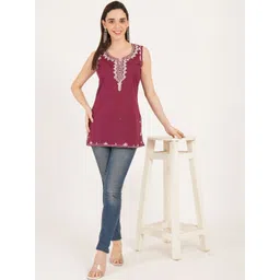 Diktmark Ethnic Motifs Embroidered Thread Work Pure Cotton Thread Work Kurti-picture-13