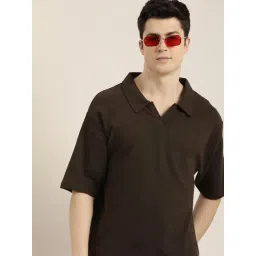 Dillinger Chocolate Brown Loose Fit Cotton Oversized Polo T-Shirt-picture-46