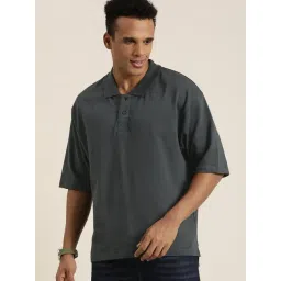 Dillinger Dark Grey Loose Fit Cotton Oversized Polo T-Shirt-picture-39
