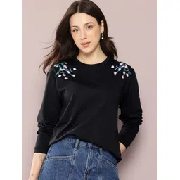 DILLINGER Floral Embroidered Drop-Shoulder Sleeves Pure Cotton Relaxed T-shirt-picture-36
