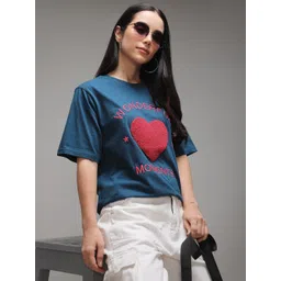 DILLINGER Floral Embroidered Round Neck Pure Cotton Oversized T-shirt-picture-19