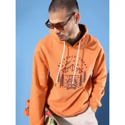 Dillinger Light Brown Loose Fit Printed Hooded Sweatshirt-picture-34