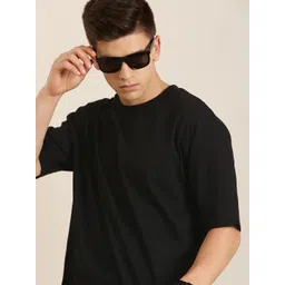DILLINGER Men Black Solid Pure Cotton Drop-Shoulder Sleeves Oversized Fit T-shirt-picture-35