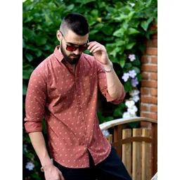 DILLINGER Spread Collar Geometric Printed Casual Pure Cotton Shirt-picture-32