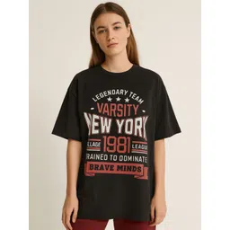 DILLINGER Typography Printed Oversized Round Neck Drop-Shoulder Sleeves Cotton T-shirt-picture-19