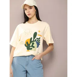 DILLINGER Women Graphic Printed Embossed Oversized T-shirt-picture-32