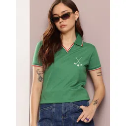 DILLINGER Women's Regular Fit Badge Embroidery Polo Tshirt-picture-18