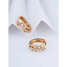 DIMIKI Korean Anti Tarnish Rose Gold-Plated American Diamond Studded Oval Hoop Earrings-picture-39