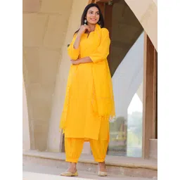 DIMPLE DESIGN STUDIO Square Neck Pure Cotton Straight Kurta with Salwar & Dupatta-image-12