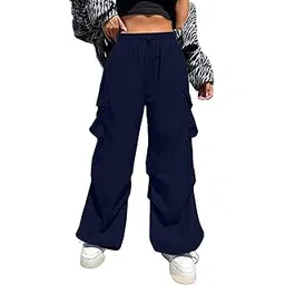 dimpy garments Loose Fit Women's Parachute Trousers | High Waist Cargo Pant-picture-10