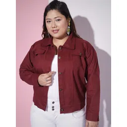 DIMPY GARMENTS Plus Size Women Solid Lightweight Denim Jacket-picture-38