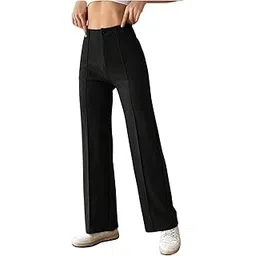 dimpy garments Solid Polyester Black Pant Full Length Women Formal Trousers-picture-9