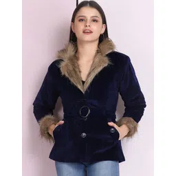 DIMPY GARMENTS Women Lapel Collar Solid Asymmetric Closure Parka Jacket-picture-37