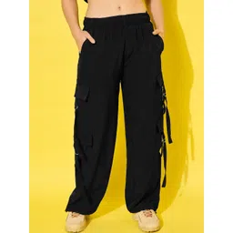 DIMPY GARMENTS Women Relaxed High-Rise Easy Wash Cargos Trousers-image-21