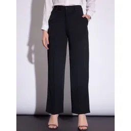 DIMPY GARMENTS Women Relaxed High-Rise Wrinkle Free Pleated Trousers-image-43