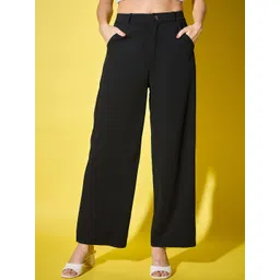 DIMPY GARMENTS Women Solid Comfort Straight Fit High-Rise Trousers-picture-11