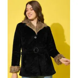 Women Button-Down Parka Jacket with Waist Belt-image-0