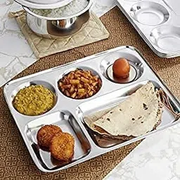 dioshomes Stainless Steel 5in1 Compartment/Partition/Sectioned Plate/ Bhojan Thali Sectioned Plate-picture-37