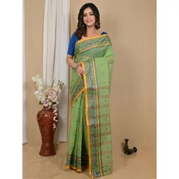 DipDiya Woven Design Pure Cotton Handloom Taant Saree-picture-23