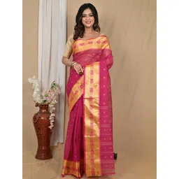 DipDiya Woven Design Zari Pure Cotton Taant Saree-picture-18