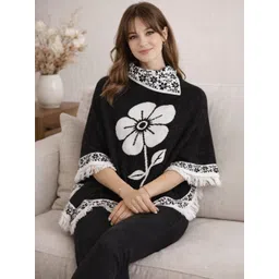 DISCOVERYLINE Women Floral Printed Poncho with Fringed Detail-picture-31