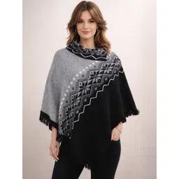 DISCOVERYLINE Women Printed Poncho with Fringed Detail-picture-19