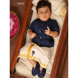 DISHA CREATIONZ Boys Short Sleeves Pure Cotton Shirt With Dhoti-picture-46