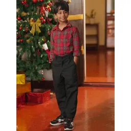 DISHA CREATIONZ Infant Boys Checked Pure Cotton Shirt & Trousers Clothing Set-picture-55
