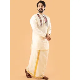 DISHA CREATIONZ Men Ethnic Motifs Embroidered Regular Pure Cotton Kurta-picture-18