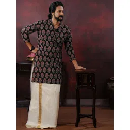 DISHA CREATIONZ Men Floral Printed Regular Pure Cotton Kurta-picture-37