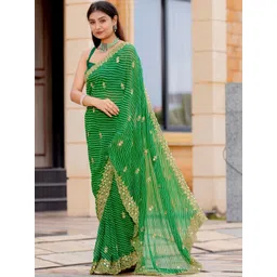 DISHA FASHION Leheriya Sequinned Poly Georgette Banarasi Saree-picture-18
