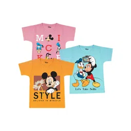 Disney By Miss and Chief Boys Pack of 3 Mickey Mouse Bio Finish Printed Cotton T-shirts-picture-51