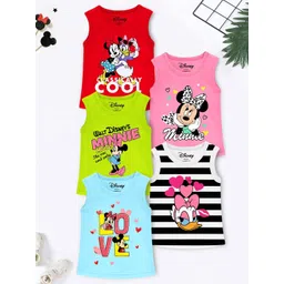 Disney By Miss and Chief Girls Pack of 5 Minnie & Daisy Graphic Printed Cotton T-shirts-picture-55