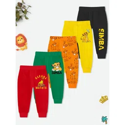 Disney By Miss and Chief Infant Boys Pack Of 5 Printed Cotton Mid Rise Joggers-picture-31