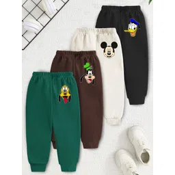 Disney By Miss and Chief Kids Pack Of 4 Disney Character Print Mid-Rise Cotton Joggers-picture-27