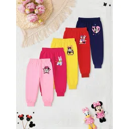 disney by miss and chief YK Disney Kids Pack Of 5 Mickey Minnie & Daisy Printed Cotton Lounge Joggers-picture-36