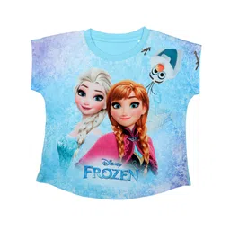 disney by wear your mind Disney By Crossroads Short Sleeves Frozen Graphic Print Top - Blue image 1