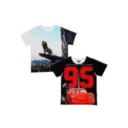 Disney by Wear Your Mind Boys White Printed Round Neck T-shirt Pack of 2-picture-33