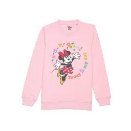 Disney by Wear Your Mind Girls Pink Minnie Mouse Printed Sweatshirt-picture-26