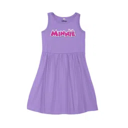 Disney by Wear Your Mind Girls Purple Printed Cotton Dress-image-45