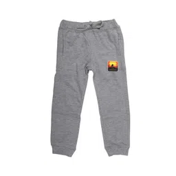 Disney by Wear Your Mind Kids Grey Melange Solid Pure Cotton Joggers-picture-27