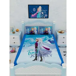 Disney Blue & Black Cartoon Characters 180 TC King Bedsheet with 2 Pillow Covers-picture-41