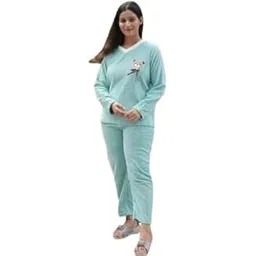 disolve Light-Weight Pre Winter Night Suit Fleece Pajama for Women Set Loungewear Outfits Knit Sweater Women Long Sleeve Fuzzy Pajama Sets (SkyBlue)-picture-46