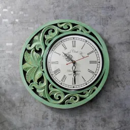 disoo fashions Mint Green Wooden Analog Wall Clock with Roman Dial-picture-10