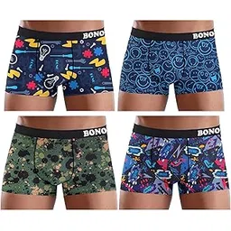 dispenser BONO Mens Underwear || Imported Nylon Fabric Printed Boxer || Regular Fit Boys Trunk || Comfortable Shorts for Men Multicolor Pack of 4-picture-23
