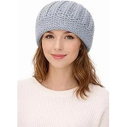 divaro (1 Woolen Handmake Cap Cable Knit Beanie Hat with Pom Pom, Winter Warm Knitted Cap, Chunky Ribbed Design,Winter Cap, Grey-picture-43