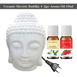 divasense Ceramic Electric Buddha Aroma Diffuser Night Lamp Light with, Jasmine, Rose Aroma Oil, Diffuser Set-picture-12